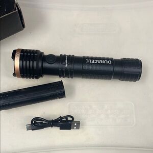 Duracell Rechargeable Black Flashlight with USB Cable